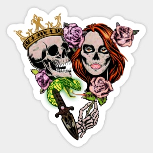 skeleton couple with roses Sticker